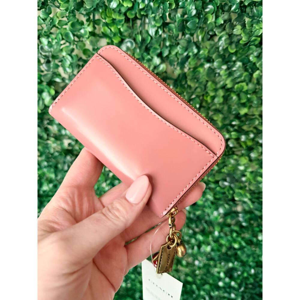 Coach Pink Cardholder Zippy Wallet Peony with Charms - Picture 2 of 5